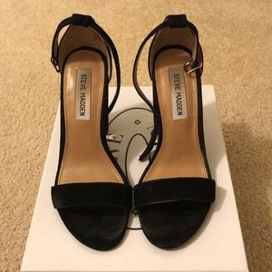 Carrson black suede block heels